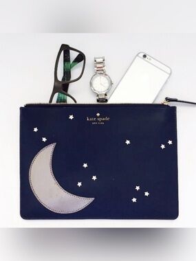 RARE kate spade Star Gia Clutch 2016 Lido Avenue Collection with Silver Moon